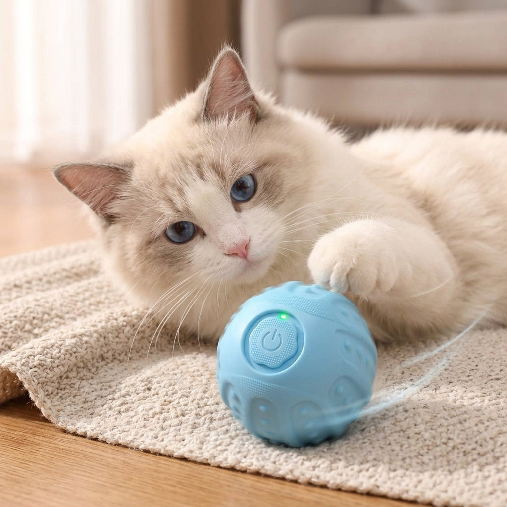 Pelota Recargable para Gatos — Juego Automático 360°