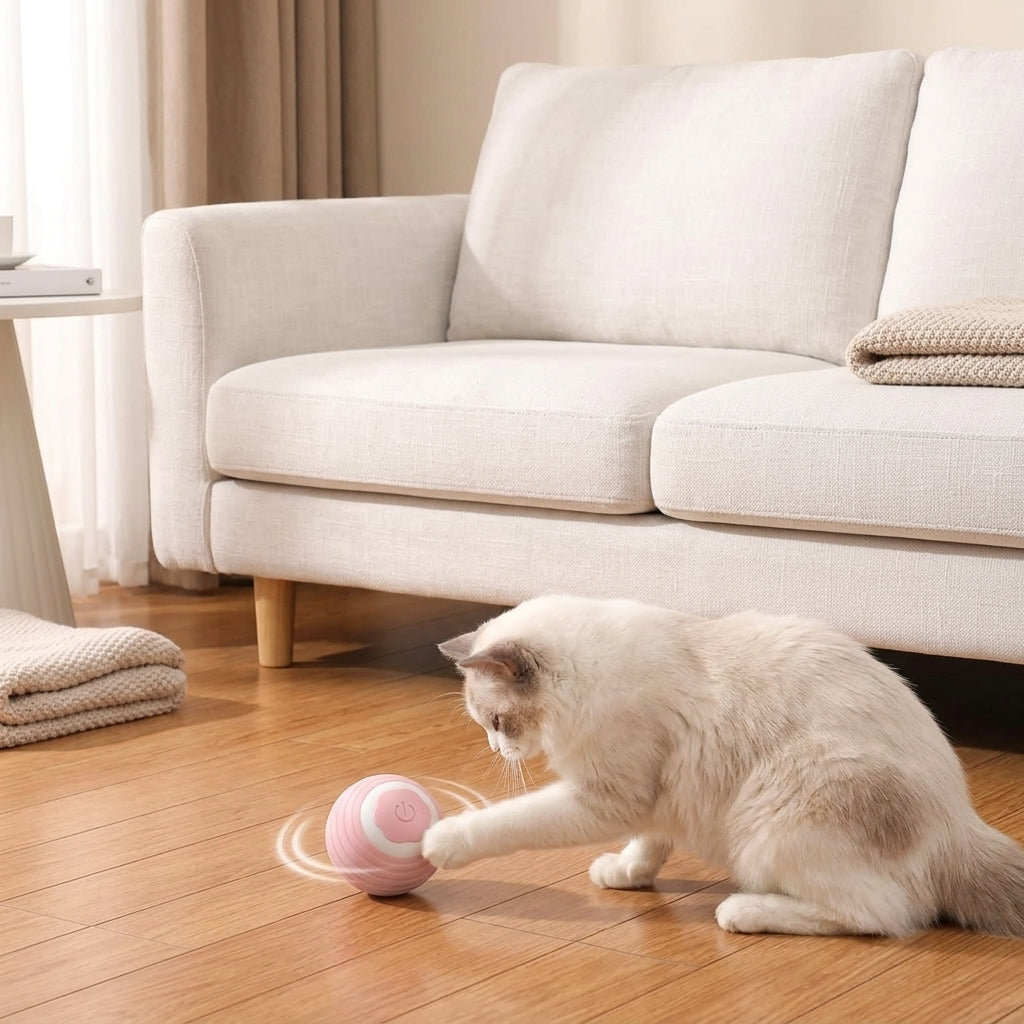 Pelota Recargable para Gatos — Juego Automático 360°